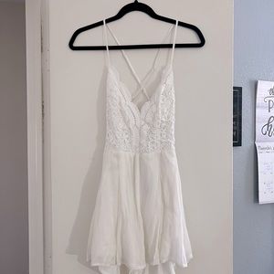 Lulus Star Spangled Ivory Backless Lace Romper
